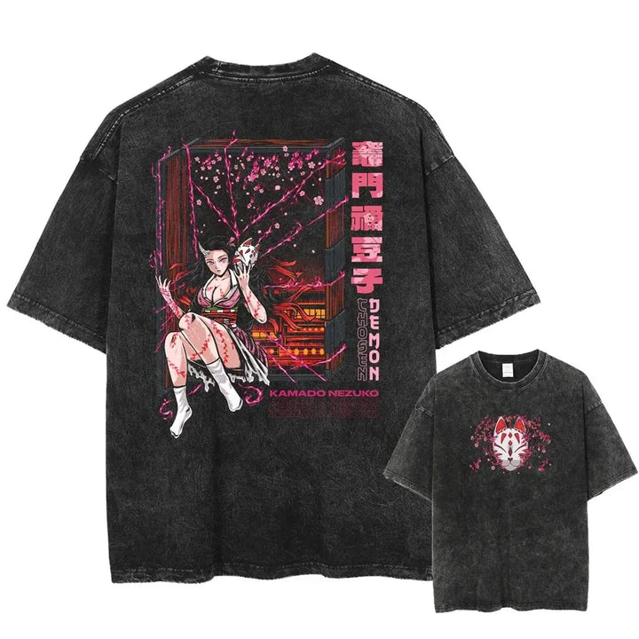Vintage Washed Tshirts Anime Demon Slayer (xl-2xl-3xl)