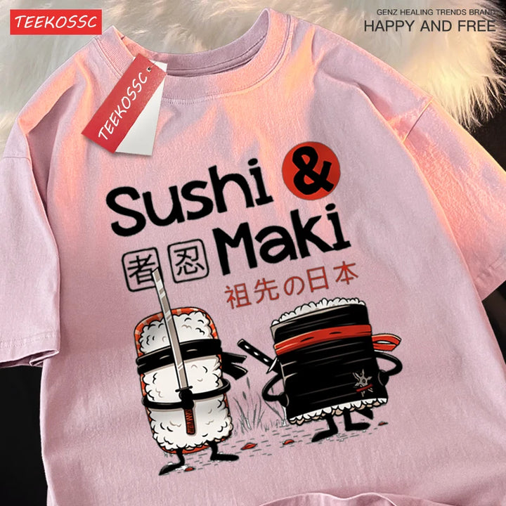 Sushi Printing Tshirt Cotton Fashion Clothes Unisex