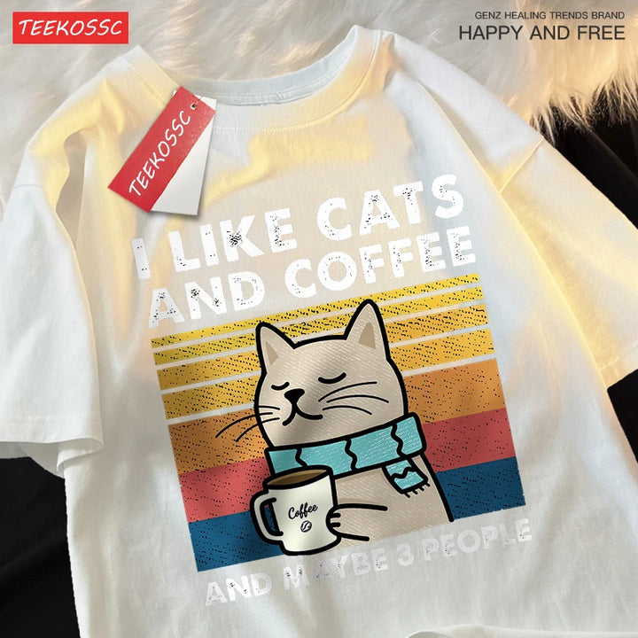 I Like Cats And Coffee T-Shirt