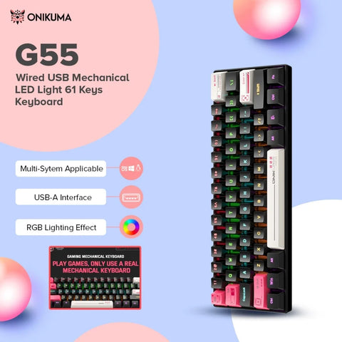 G55 Mechanical Gaming Keyboard 61 Keys Layout RGB Customized
