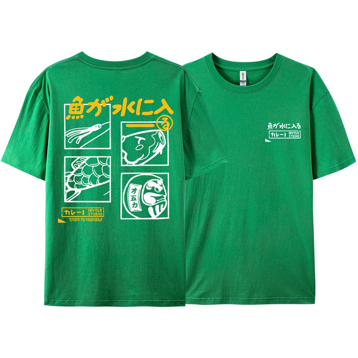 Japanese Retro Fashion Fish T-shirt (S-M-L)