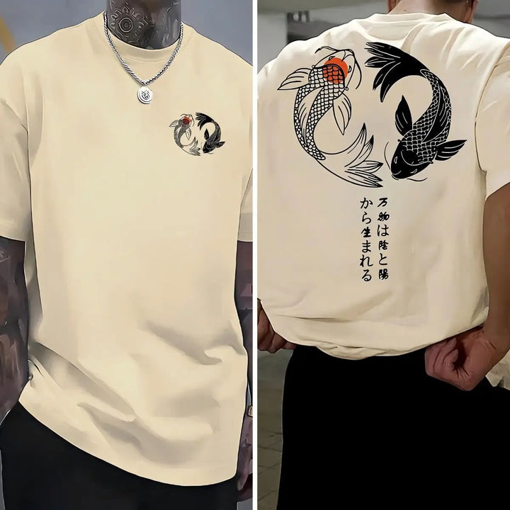 Japanese Koi Harajuku Illustration Pattern T-Shirt