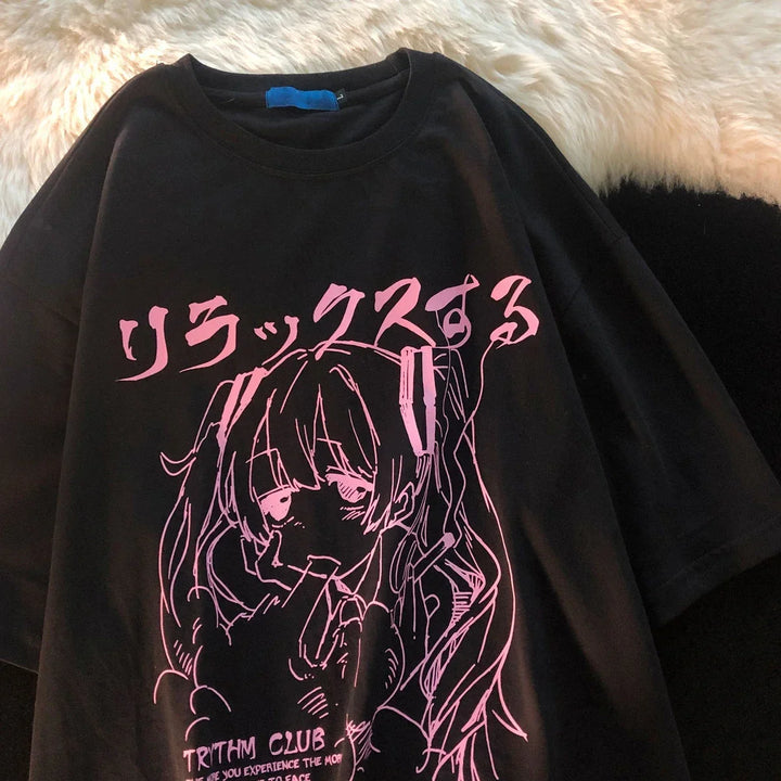 Japanese Harajuku Graphic Kawaii T Shirts Anime Print Oversized