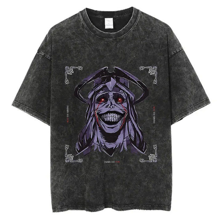 Japanese Anime Solo Leveling Print Vintage Washed Tshirt