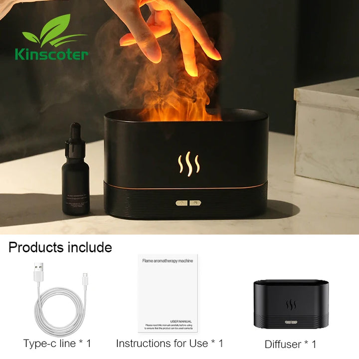 Humidifier Ultrasonic Essential Oil Flame Lamp Difusor
