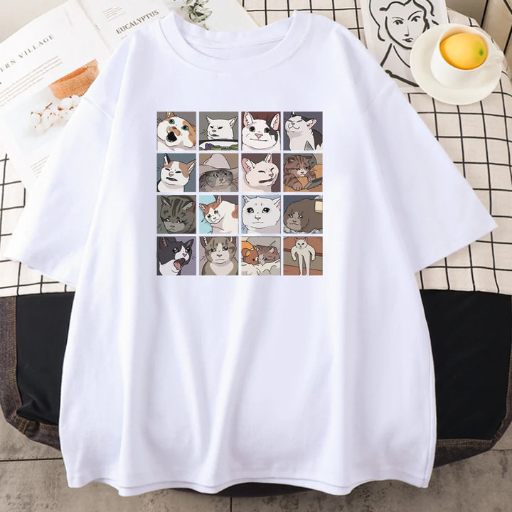 Meme Cats Puzzle Creativity Printed T-Shirts