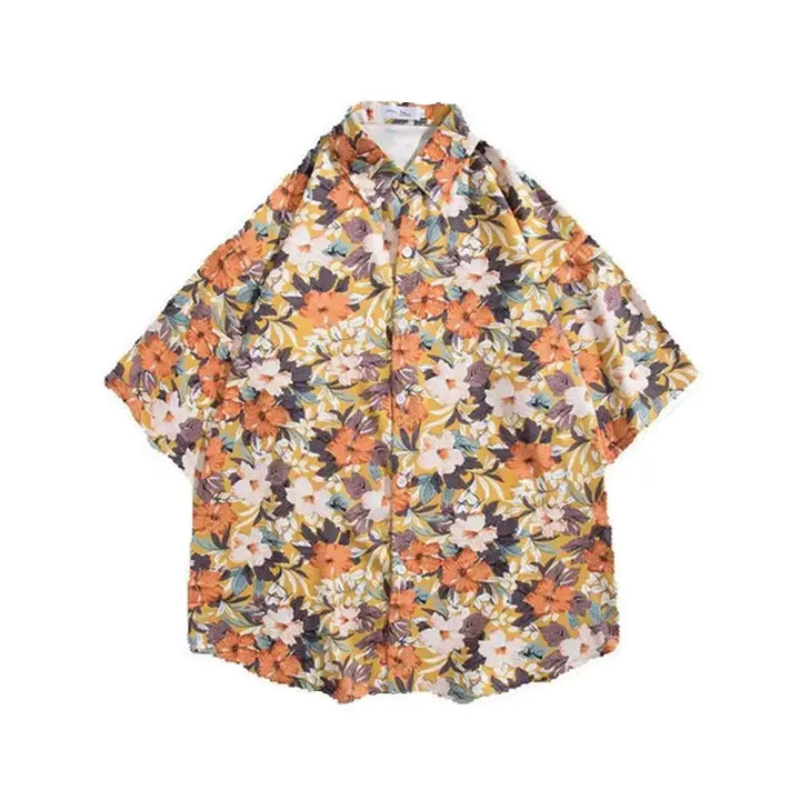 Summer couple comfortable polyester fiber 3D printed shirt Hawaii trendy men's short sleeved top