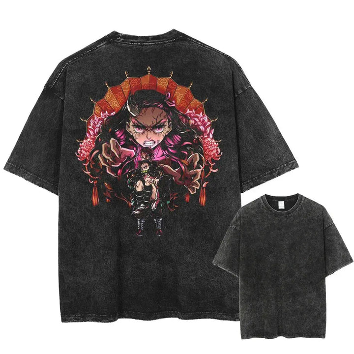 Vintage Washed Tshirts Anime Demon Slayer (xl-2xl-3xl)
