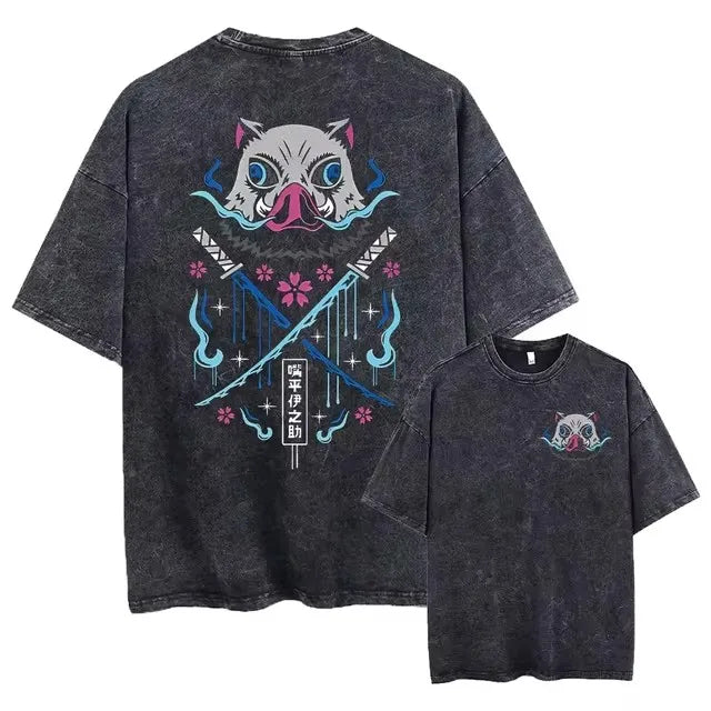Vintage Washed Tshirts Anime Demon Slayer (xl-2xl-3xl)