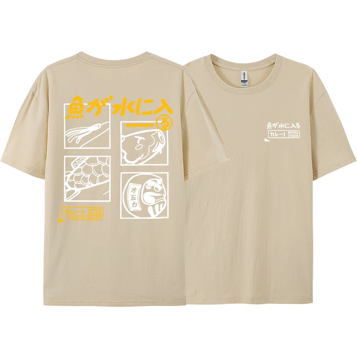Japanese Retro Fashion Fish T-shirt (S-M-L)