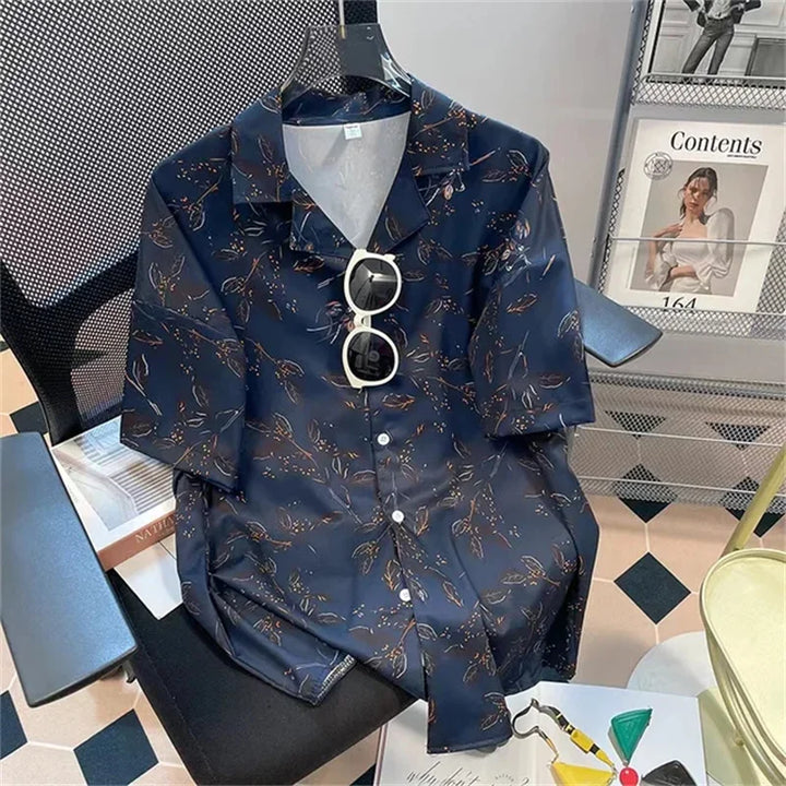 Summer couple comfortable polyester fiber 3D printed shirt Hawaii trendy men's short sleeved top