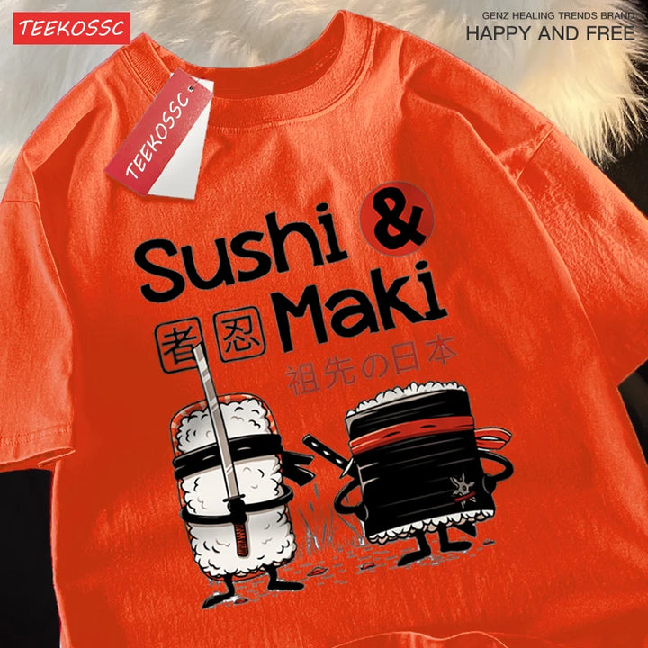 Sushi Printing Tshirt Cotton Fashion Clothes Unisex
