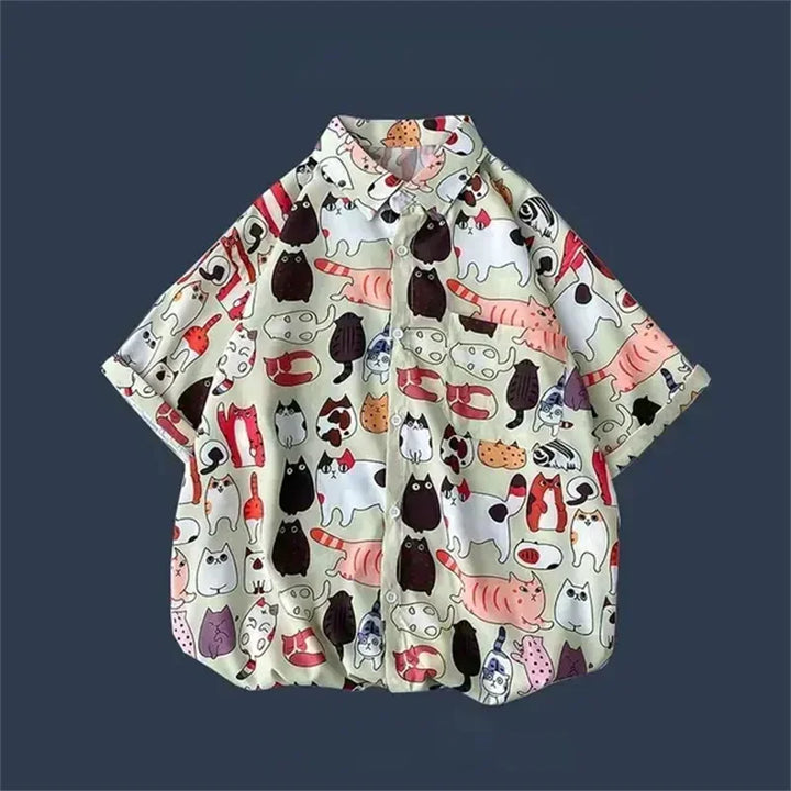 Summer couple comfortable polyester fiber 3D printed shirt Hawaii trendy men's short sleeved top