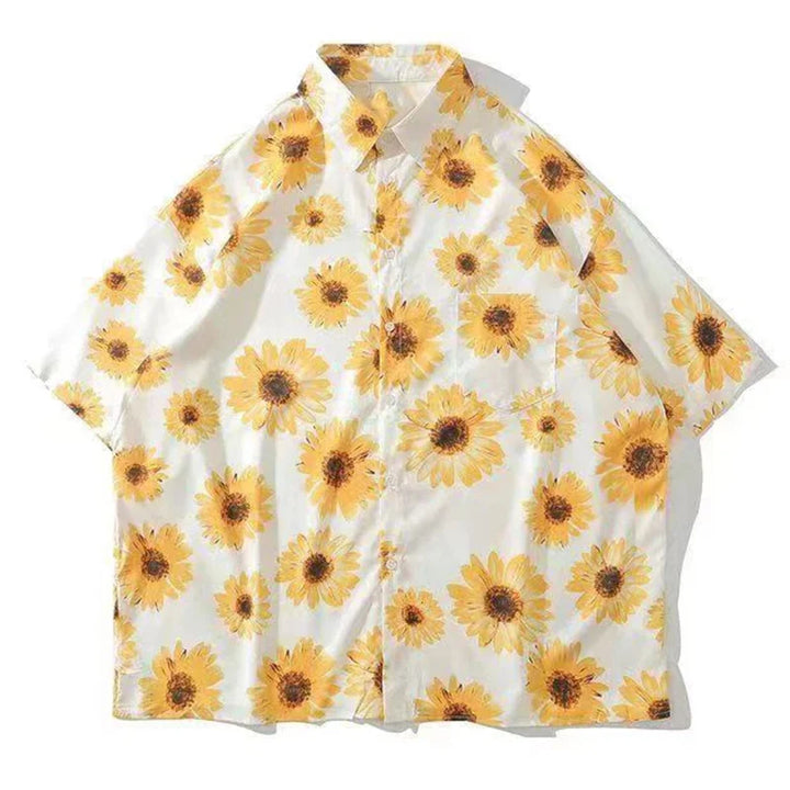 Summer couple comfortable polyester fiber 3D printed shirt Hawaii trendy men's short sleeved top