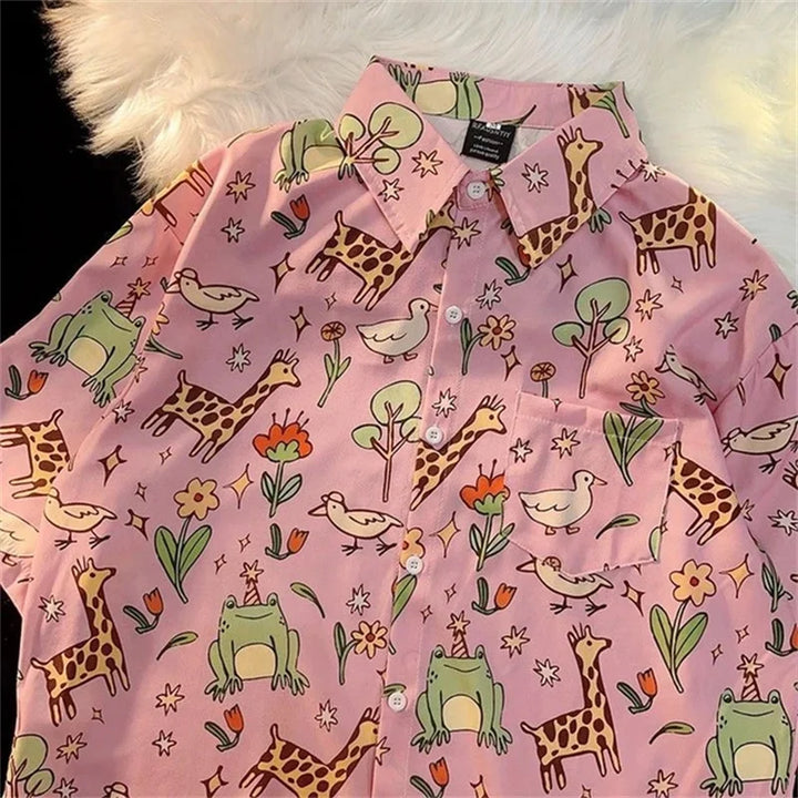 Summer Cartoon Polyester Fiber 3D Printed Shirt Hawaii Trendy Men's