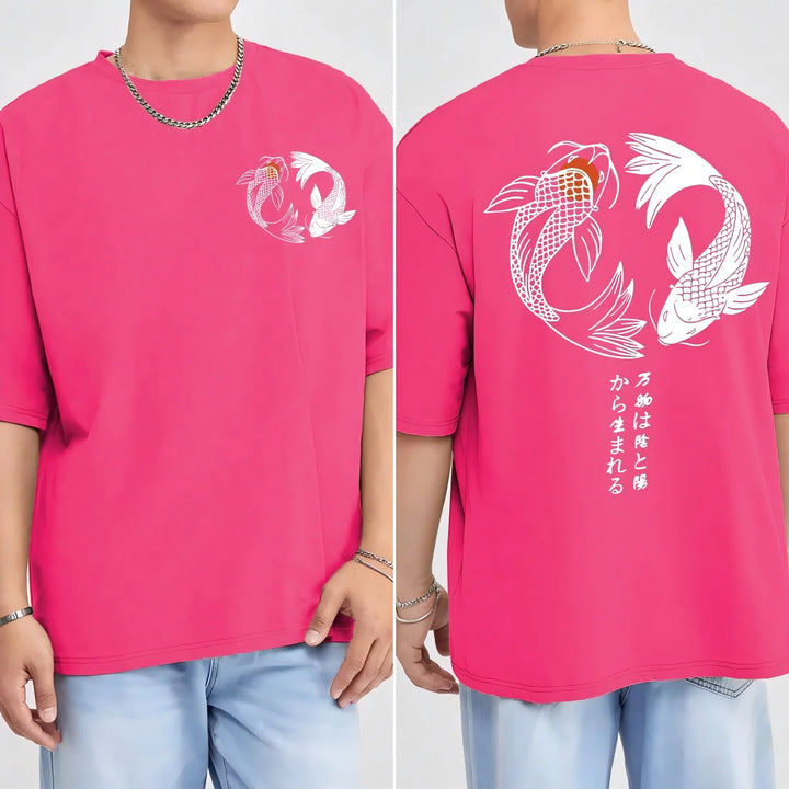 Japanese Koi Harajuku Illustration Pattern T-Shirt