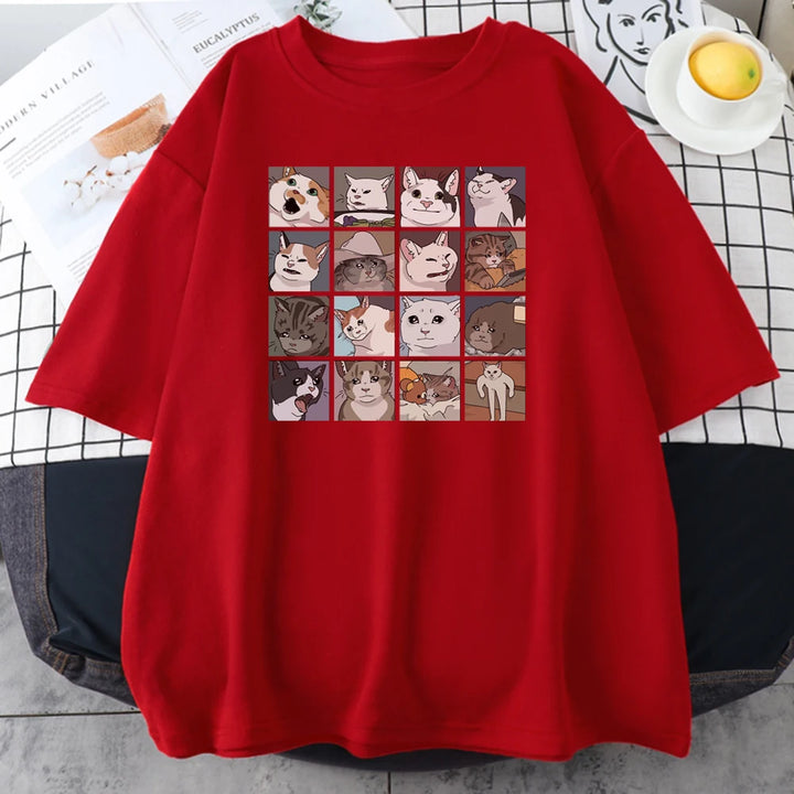 Meme Cats Puzzle Creativity Printed T-Shirts
