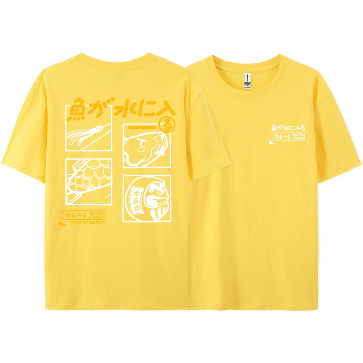 Japanese Retro Fashion Fish T-shirt (S-M-L)