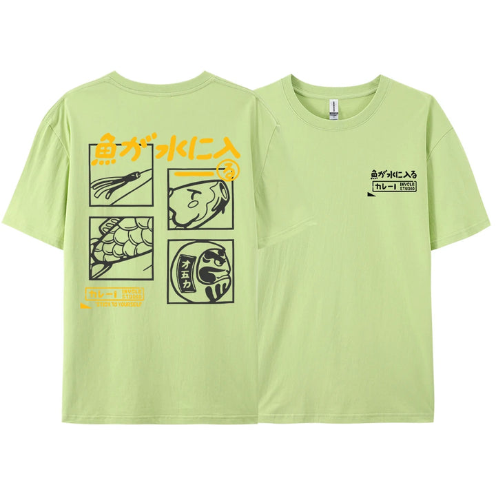 Japanese Retro Fashion Fish T-shirt (xl-xxl-xxxl)