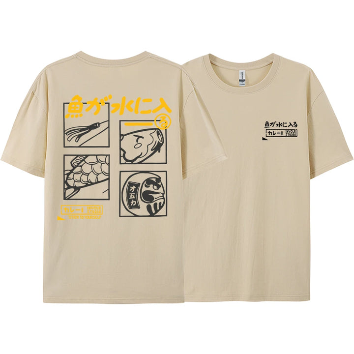 Japanese Retro Fashion Fish T-shirt (S-M-L)