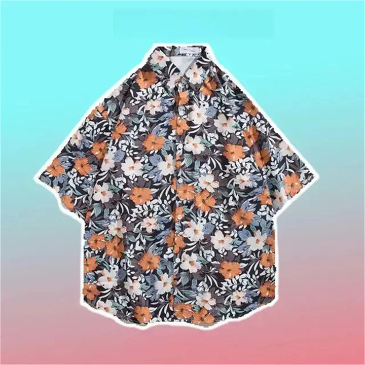Summer couple comfortable polyester fiber 3D printed shirt Hawaii trendy men's short sleeved top