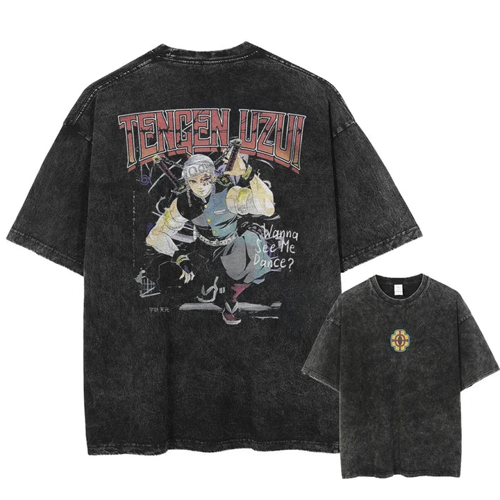 Vintage Washed Tshirts Anime Demon Slayer (S-M-L)
