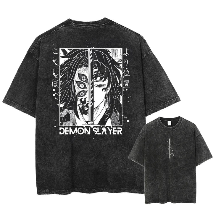 Vintage Washed Tshirts Anime Demon Slayer (S-M-L)