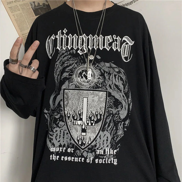 T-shirt Streetwear Oversized Long Sleeve Anime