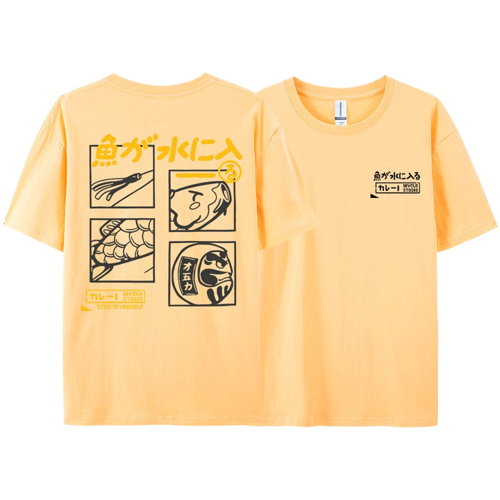 Japanese Retro Fashion Fish T-shirt (xl-xxl-xxxl)