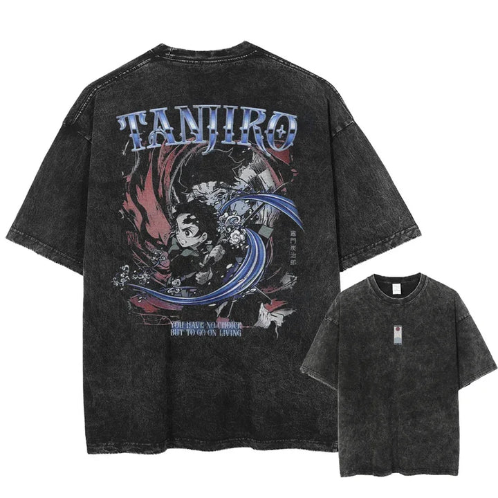 Vintage Washed Tshirts Anime Demon Slayer (S-M-L)