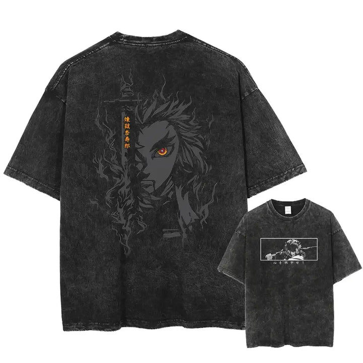 Vintage Washed Tshirts Anime Demon Slayer (S-M-L)