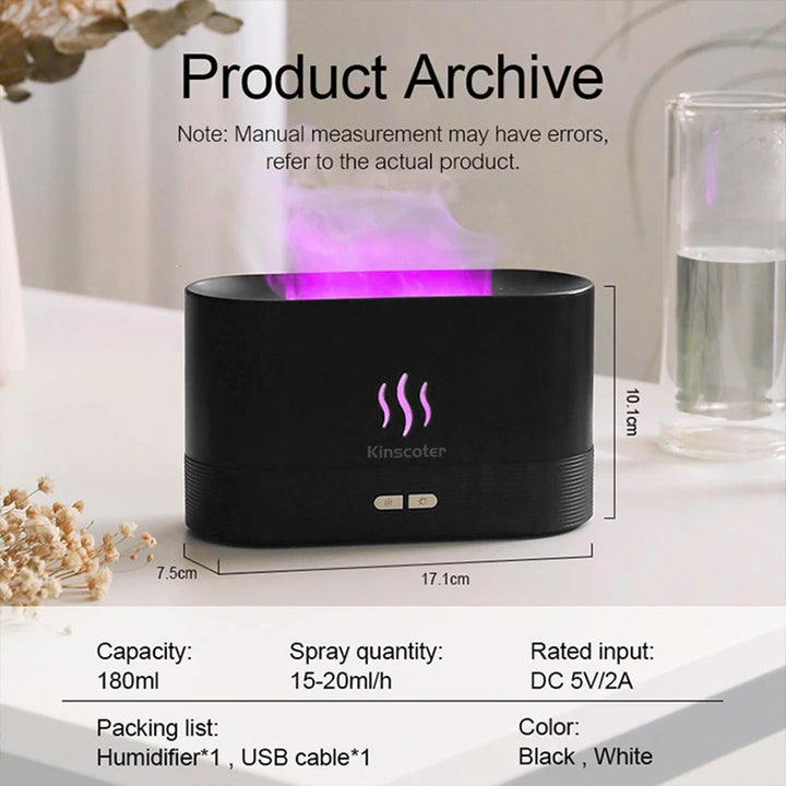 Humidifier Ultrasonic Essential Oil Flame Lamp Difusor