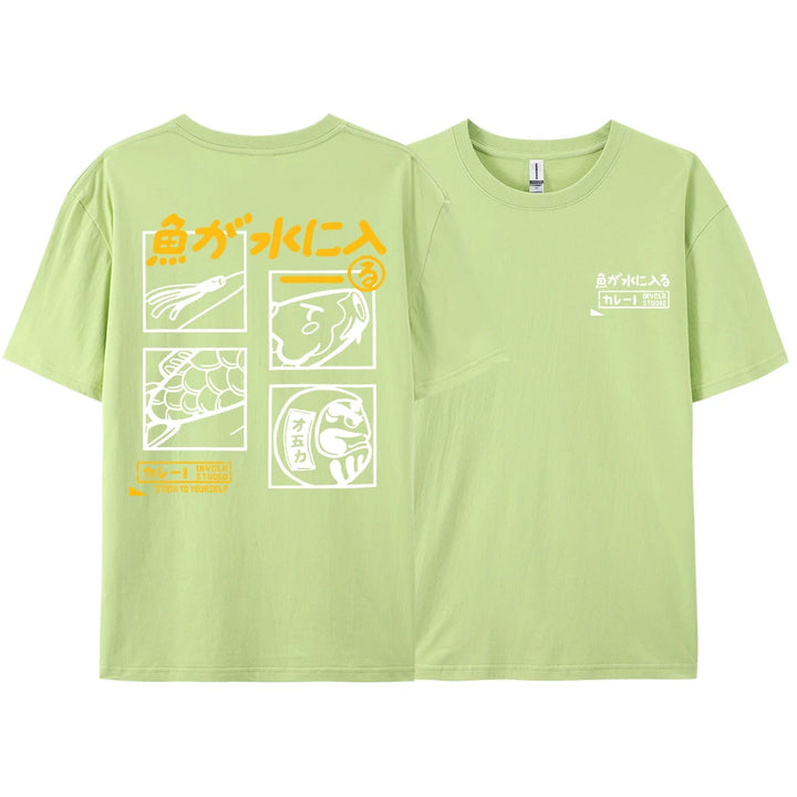 Japanese Retro Fashion Fish T-shirt (xl-xxl-xxxl)