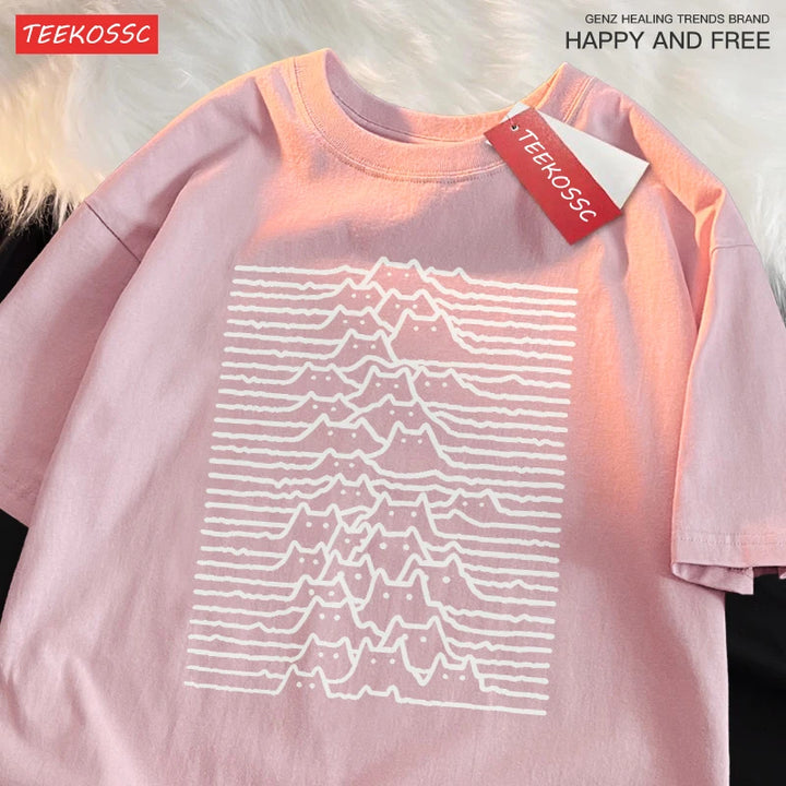 Cat Group Mountain Cartoon Cotton Trendy Summer
