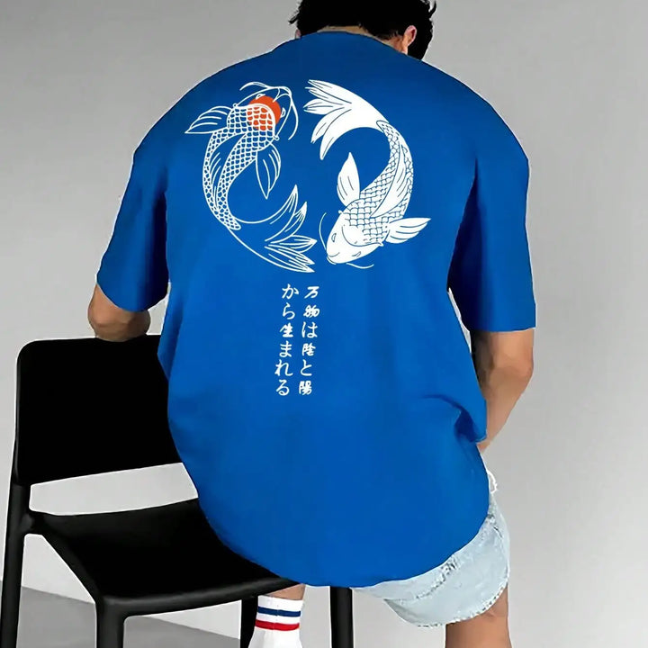 Japanese Koi Harajuku Illustration Pattern T-Shirt