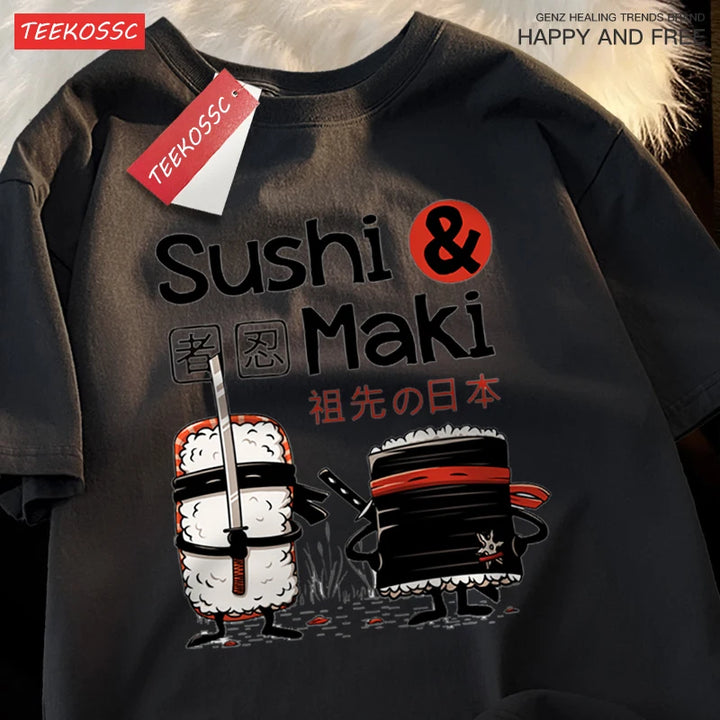 Sushi Printing Tshirt Cotton Fashion Clothes Unisex