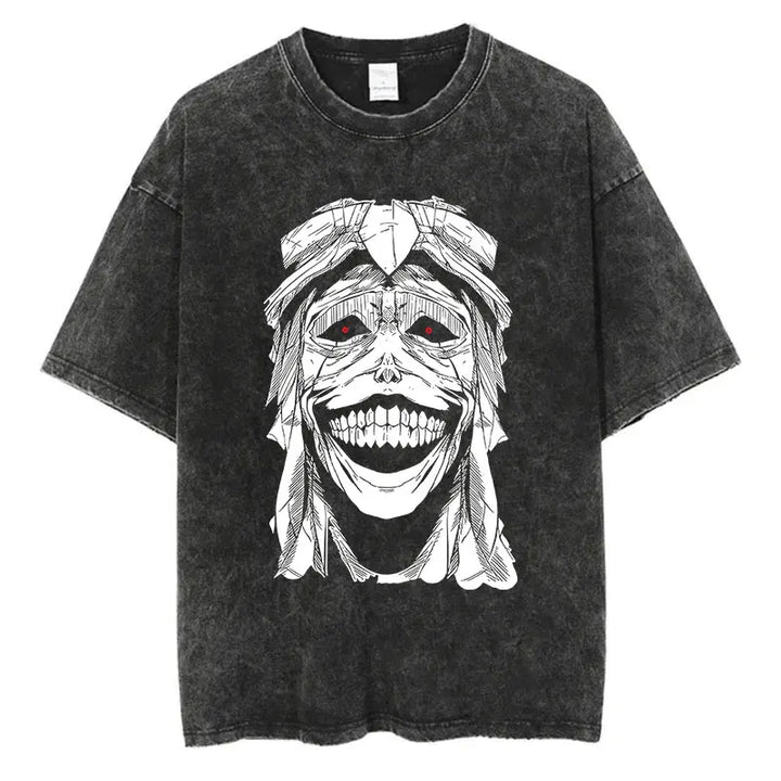 Japanese Anime Solo Leveling Print Vintage Washed Tshirt