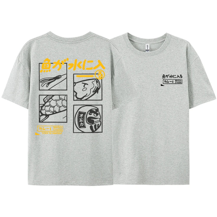 Japanese Retro Fashion Fish T-shirt (S-M-L)