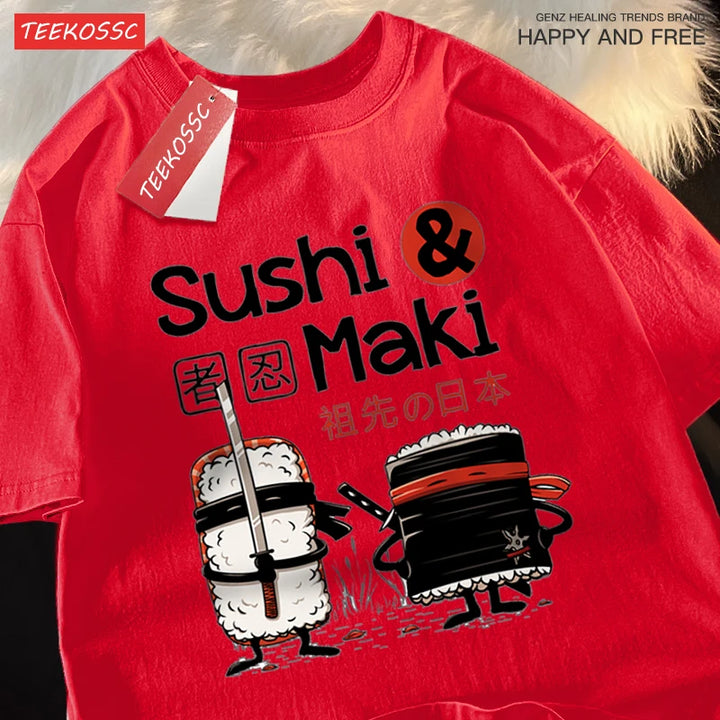 Sushi Printing Tshirt Cotton Fashion Clothes Unisex