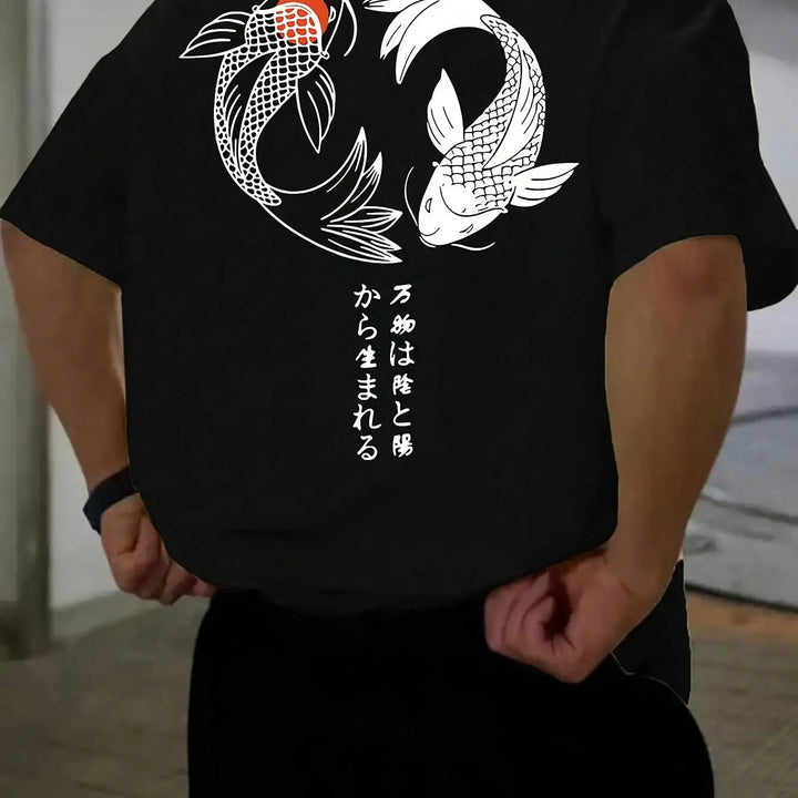 Japanese Koi Harajuku Illustration Pattern T-Shirt