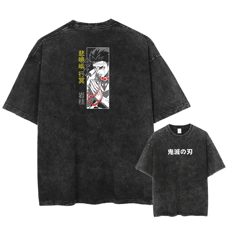 Vintage Washed Tshirts Anime Demon Slayer (S-M-L)
