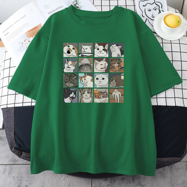 Meme Cats Puzzle Creativity Printed T-Shirts