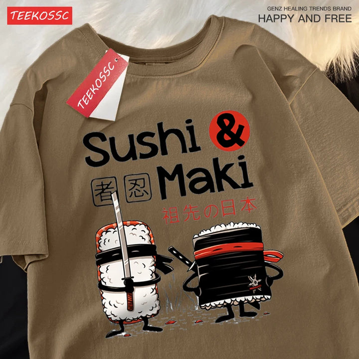 Sushi Printing Tshirt Cotton Fashion Clothes Unisex