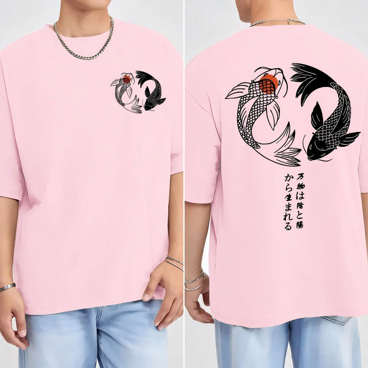Japanese Koi Harajuku Illustration Pattern T-Shirt