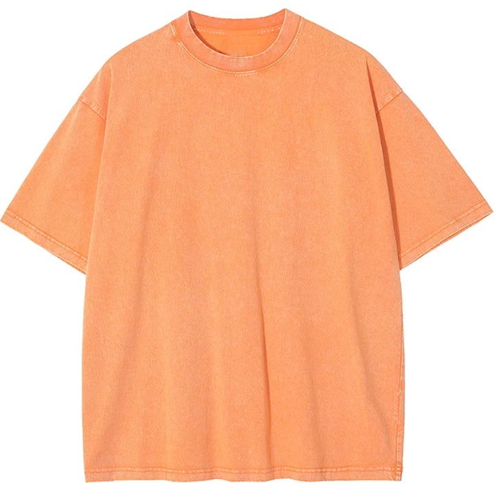 American Style Retro Heavyweight Solid Color T-shirt