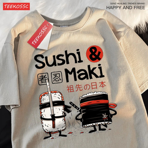 Sushi Printing Tshirt Cotton Fashion Clothes Unisex