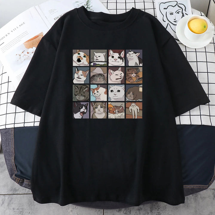 Meme Cats Puzzle Creativity Printed T-Shirts