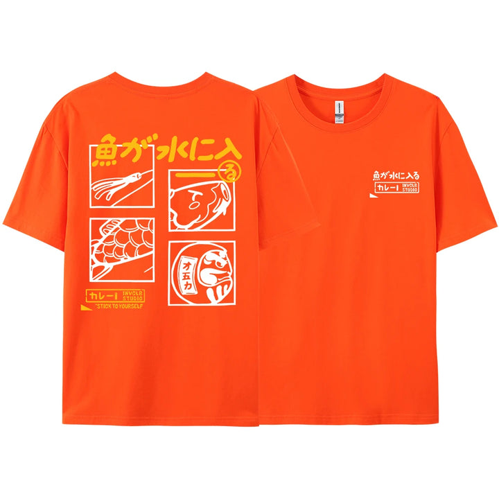 Japanese Retro Fashion Fish T-shirt (S-M-L)