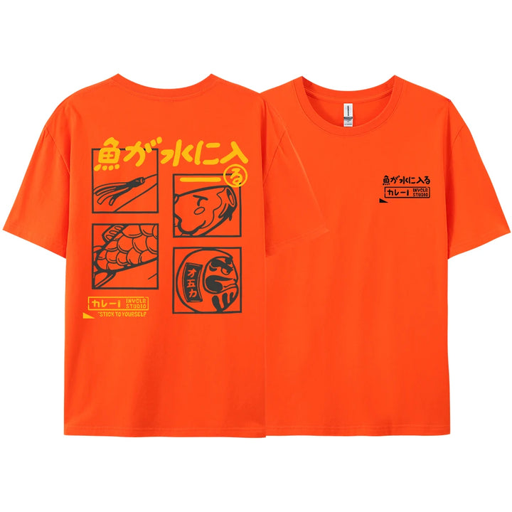 Japanese Retro Fashion Fish T-shirt (S-M-L)
