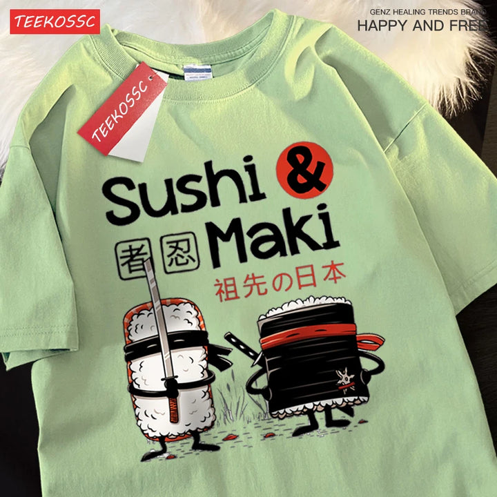 Sushi Printing Tshirt Cotton Fashion Clothes Unisex